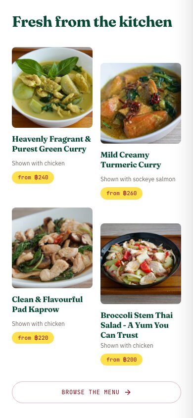 Better Health Kitchen menu on a phone